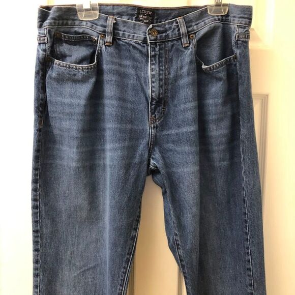 J Crew The Bleecker Men's Denim Blue Jeans 36 x 32 Zip Closure Straight Designer - Picture 9 of 13